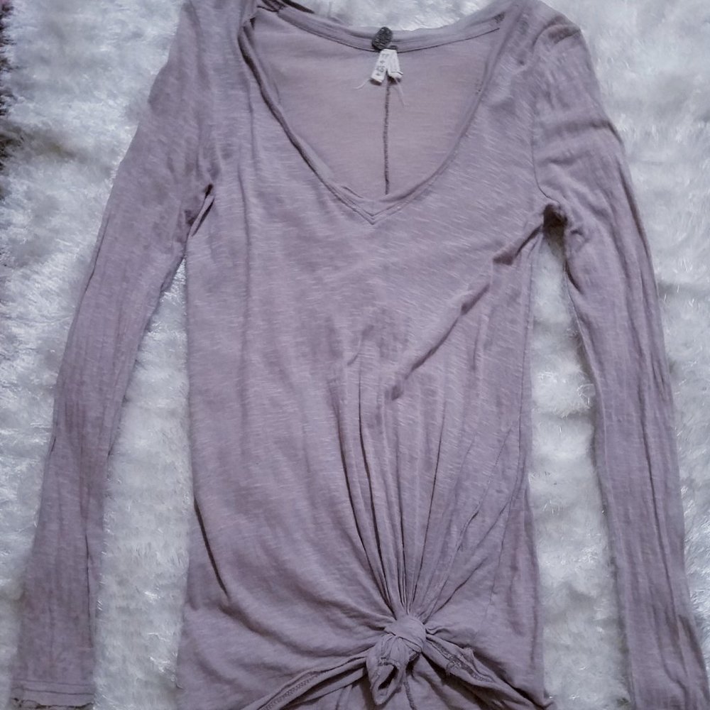 Free People Extra Long V Neck T Tie Front Tunic